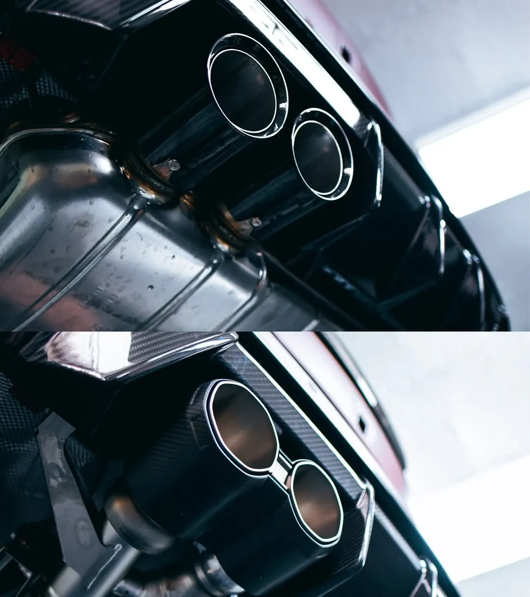 Čtveřice koncovek sportovního výfuku na BMW M4 Competition